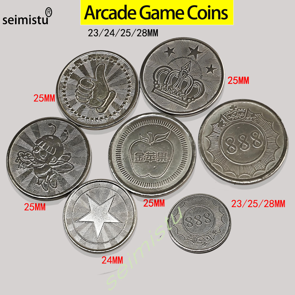 Coin Pusher Machine - 100pcs Stainless Steel 23/24/25mm Tokens Crown