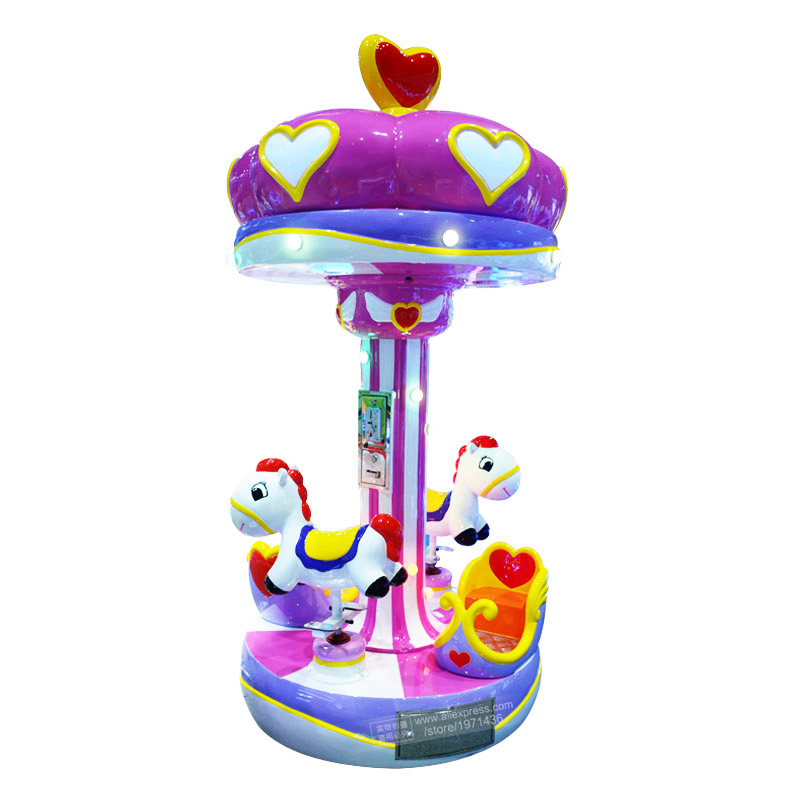 Coin Operated Kiddie Ride - Electric Carousel Horse 3 Person Kids